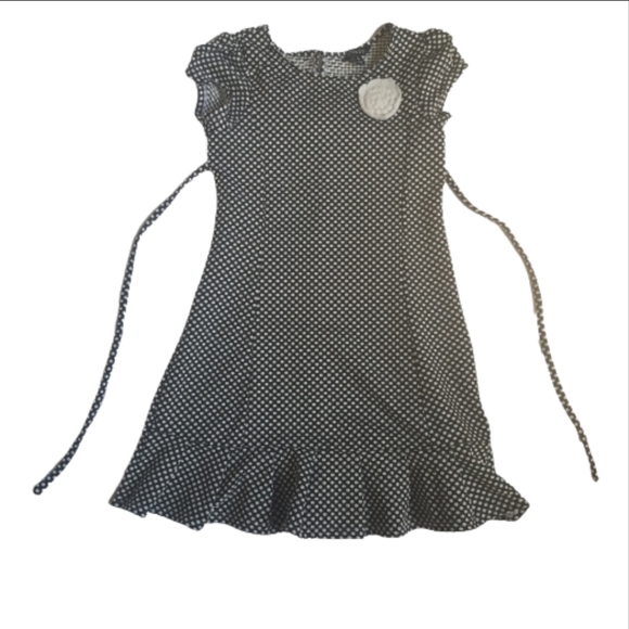 George Polka Dot Short Sleeve Dress Black and White Girls Size Medium (7-8) - Picture 2 of 4